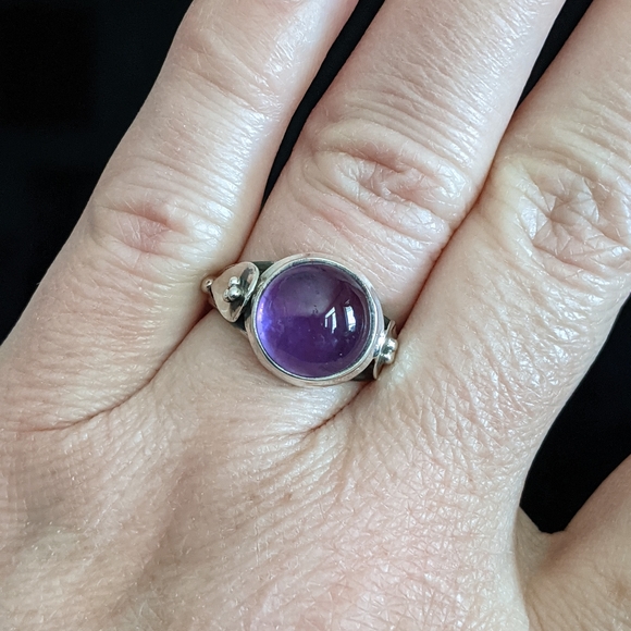 Natural Purple Amethyst, 925 Silver Ring, size 8 - Picture 10 of 11